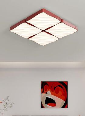 客厅灯代约大形气吸顶灯奶油风52651魔方灯主简现灯大厅方超亮灯