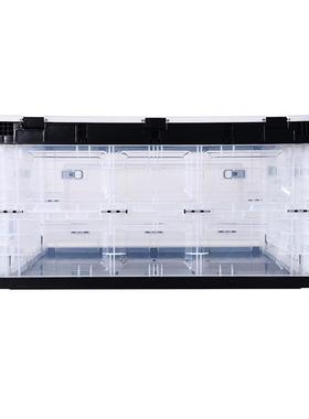 8L加厚透明黑色可侧开门折收纳箱装DOA零售0连锁门服店储物整理叠