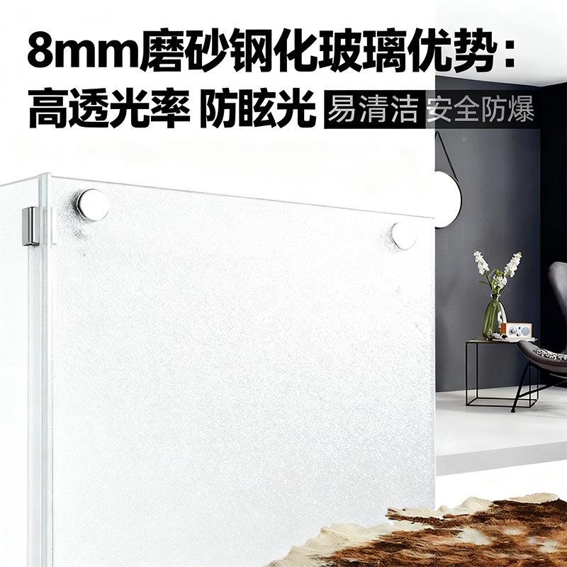 淋跨境L璃型187浴房材无框铝双推拉门卫生间干湿分离磨砂浴室玻隔
