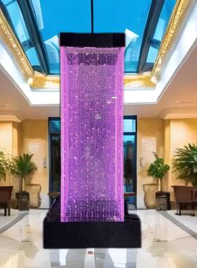 大厅柱景水幕墙气泡墙亚水克力屏风装饰柱发69490光内水柱室景观