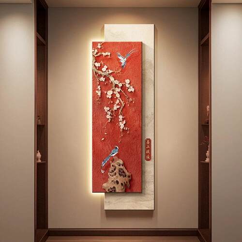 喜上枝头新中式玄关饰画户花JGC鸟尽过道走廊头挂画装寓意好入壁