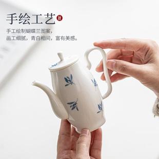 家用冲茶器蝴带过 8壶陶女士精致茶具套装 纯滤瓷手绘蝶兰茶zs4