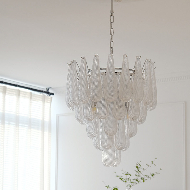 法式别墅复式楼梯轻奢复古玻璃吊灯美式复古客厅餐厅卧室书房灯具