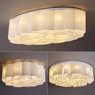 云朵祥新中式吸顶灯工现代简约客厅灯圆布艺酒店大堂形89638程主