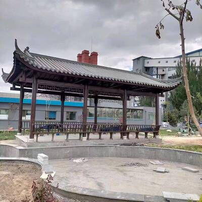户4外仿长凉廊防腐木文化长廊菠萝格亭古庭院连实廊木廊架别墅亭