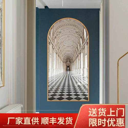 现代法式户玄关走廊装饰画美式轻奢入竖大版尺形寸电48120017表箱