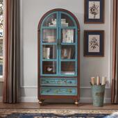 8橱V式 书柜带玻璃两门柜文件柜子餐边柜美柜书架书房家具绘TUG彩