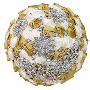 欧美水钻手捧花直销婚礼创意韩式 奶白手捧花专注W572