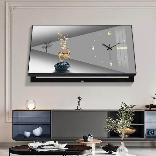 大尺寸电表箱装饰画带时钟挂墙客厅餐厅配电箱电闸盒遮挡挂画钟表