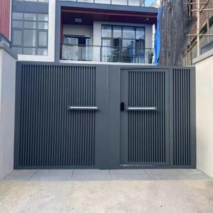 上海铝艺大门别墅庭院大门铝合金电动平移门转弯门院子自建房大门