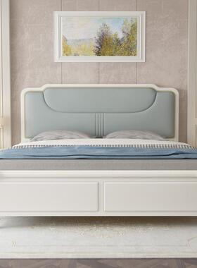 现代简约实木双人床美式奶油风1.8x1.9米1.5白色1.35公主软包婚床