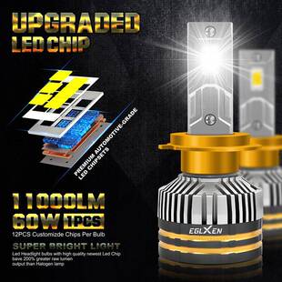 汽车led大灯远近光60W大功率H1H3H7H11雾灯灯泡前照灯