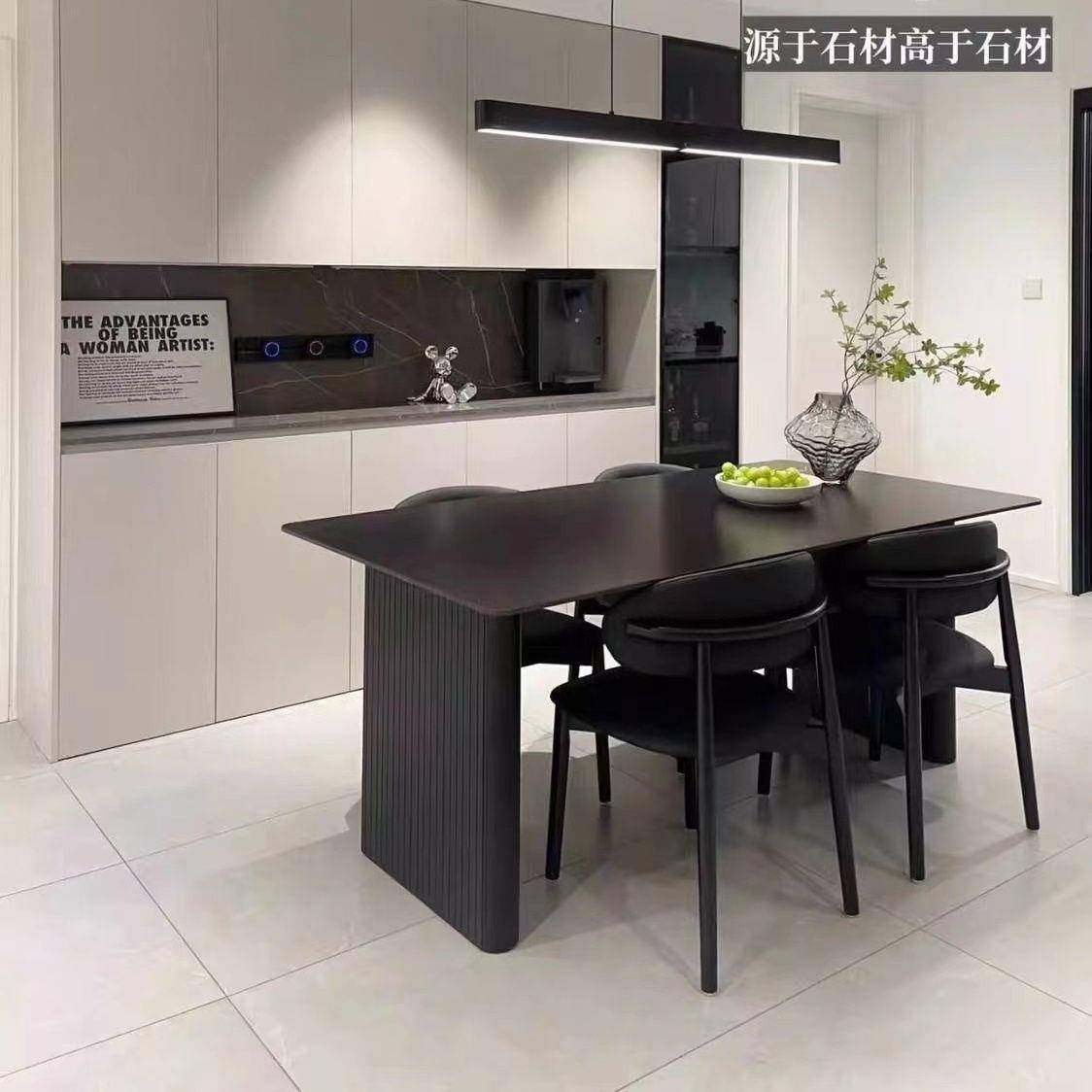Jmo现代简约黑色岩板餐桌椅组合家用小户型轻奢长方形意式饭桌子,农用物资,其他肥料,淘宝优惠券,粉丝福利购,淘宝优惠卷