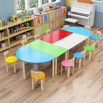 绘画桌子幼儿园儿童实木绘小学生培训班本馆辅导美术班托管课桌椅
