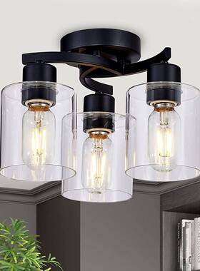 美式简约现代卧室客厅厨房餐厅过道走廊玻璃LED高亮吸顶灯