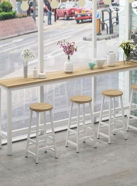 靠墙吧台桌家用客厅高脚桌简约酒吧餐桌奶茶店桌椅组合长条桌窄桌