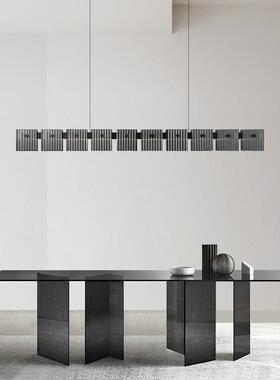 意式极简餐厅吊灯北欧设计师家用时尚黑色高端吧台岛台一字长条灯