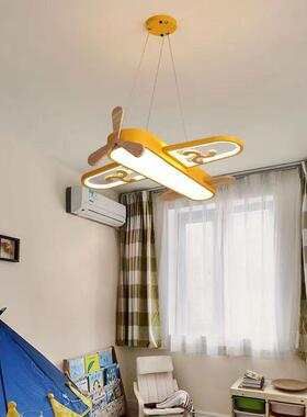LED儿童吊灯美式男女卧室灯个性卡通房间灯吊灯简约创意北欧飞机