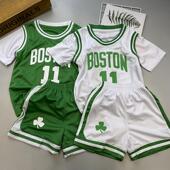 篮球服女童男童假两件运动套装 塞尔蒂克11号速干 干短袖