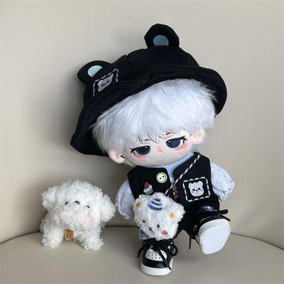 男款娃衣20cm棉花娃娃衣服黑色马甲T恤熊耳遮阳帽子公仔玩具换装