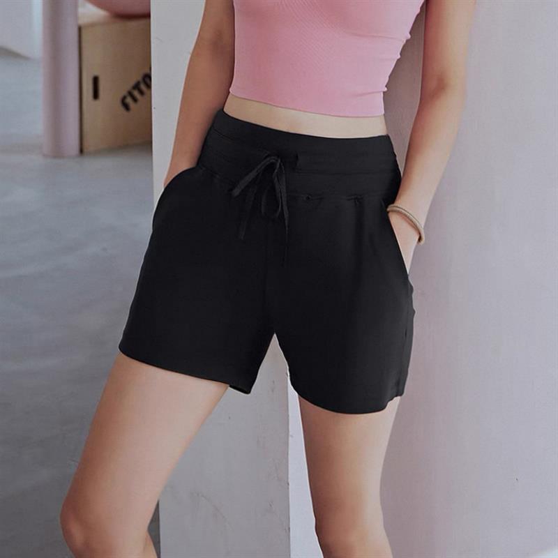 lu同款运动短裤女薄款带口袋宽松显瘦休闲抽绳瑜伽健身骑行三分裤