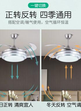 隐GBA形风扇灯室扇厅餐厅卧客现代简约家用静音隐形一体吊电扇灯