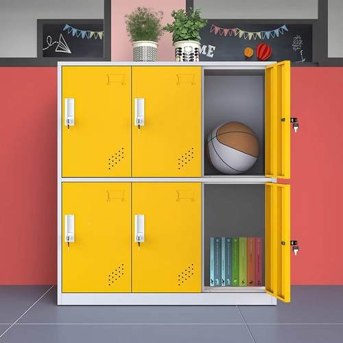 柜幼儿园书柜教室学生铁储皮物柜小包柜子彩色更sbg衣带锁磁吸收