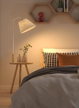 实地木落物灯客厅沙发旁边茶几简53097约卧床室头柜置一体网红立