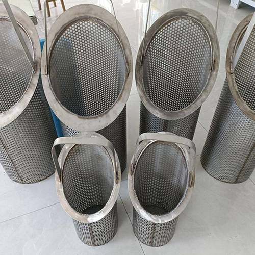 管道滤器手斜形ZPZ304篮式滤芯过滤桶不锈钢网带提冲孔过滤过篮