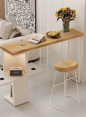 新款奶油风实木吧台创LPH桌客储物柜阳台台隔断柜厅意吧台桌吧椅