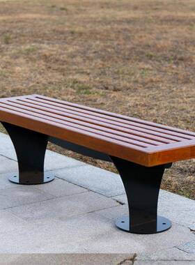 户外公园椅不锈钢休息长凳子实观BZY-12-0公木长条园椅景园林室外