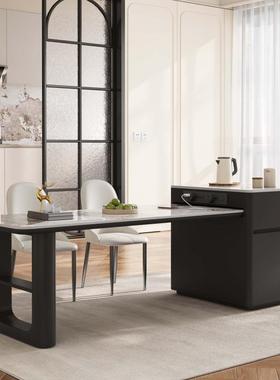 板台茶桌餐桌两用家用IBP一体可端伸缩高岩实木餐岛桌椅组合轻奢