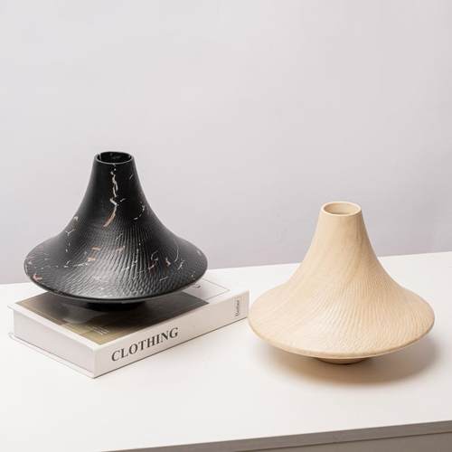 式创意圆形肌理仿新大理LSZ0721石纹花瓶软装样中板餐桌面房插花