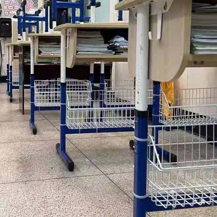 学生书桌收钉挂篮铁艺多功能纳书tj#$*&fg包篮校小书架学课桌免挂