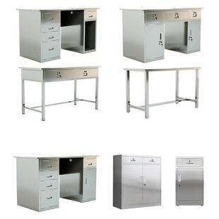 不钢办公桌净化间工作台条形锈电桌平板0261脑桌带桌抽屉流水线工