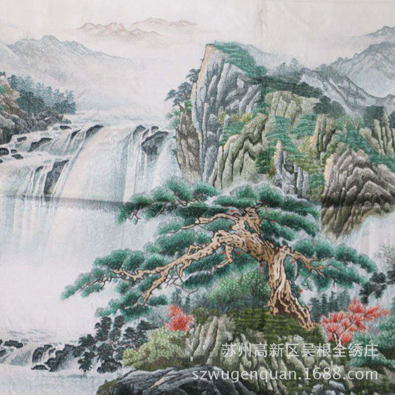 绣片SXT客厅办公室会议室酒店装绣饰苏画手绣刺绣青山碧水云天