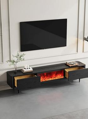 古中风黑色木纹壁炉电FYB假视柜仿真火焰火嵌地入式电子火炉装饰