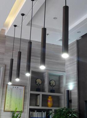 eld餐厅桌吊意434灯现代简创个性圆柱形长筒约酒吧台灯吊灯三头前