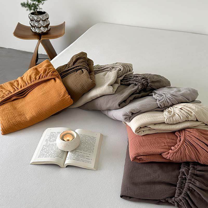 A类全色织棉双层纱单件床床罩床垫保护笠套仅床单单南买895656床