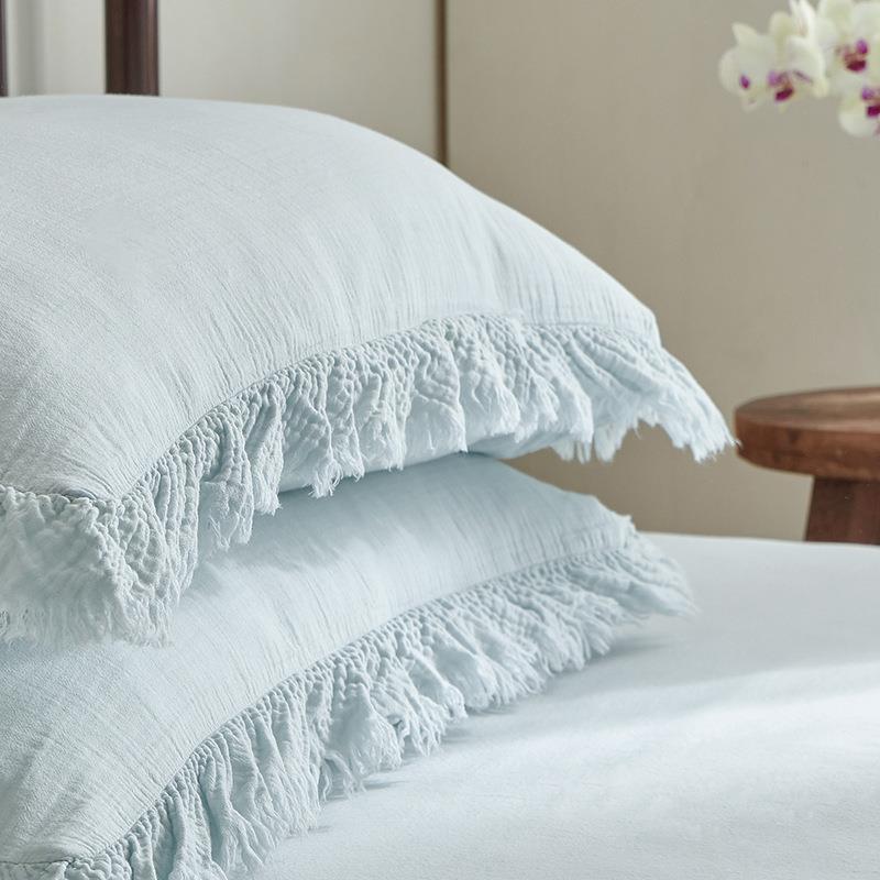 A套全类裸睡色双层纱布棉四件套纯JRD棉流苏花边被床单纯床上用品