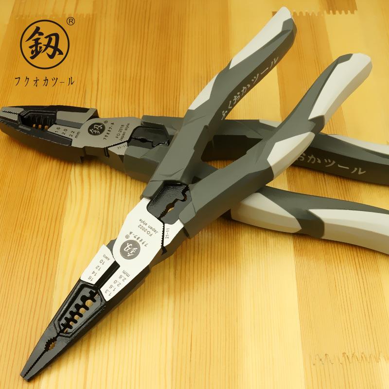 福冈工具07寸多用尖嘴钳手动尖2咀钳断线压线剥剪线线夹FO-2022持