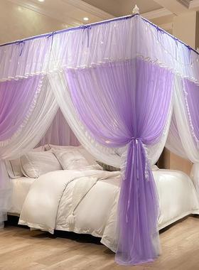 一双层蚊帐床帘体式家用欧式带支.18m帐架莎1.5米2公主风遮光BLL
