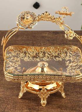 欧客几式果果盘家用轻奢高档水盘90820-1创意网红厅茶手提铁艺瓜