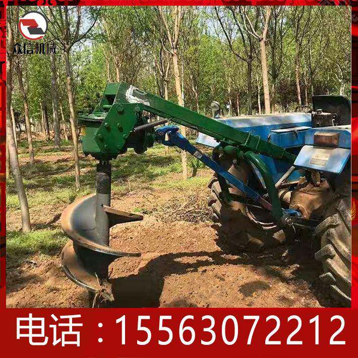 大型植树种轮打树挖坑拖机拉机挖穴机拖拉机四车带坑15公分直机果