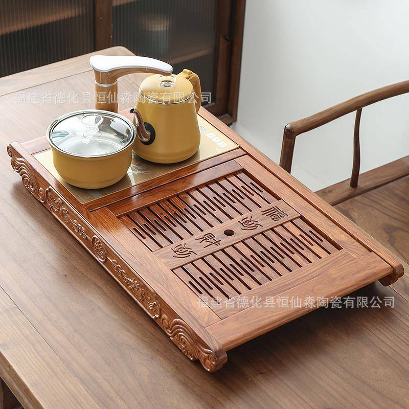 茶具套装夫家用一体功自紫砂陶瓷全式动四合一JIZ电磁炉茶道实木