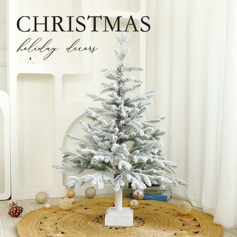 立体木积圣1诞树圣诞节现家底用装饰品白雪色落雪圣诞树货
