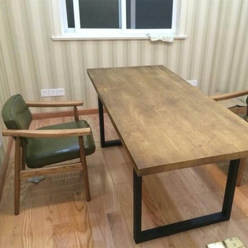 cs美式老松木工作台用画约桌实木旧餐桌复古办F7H8T7MM做公电脑桌