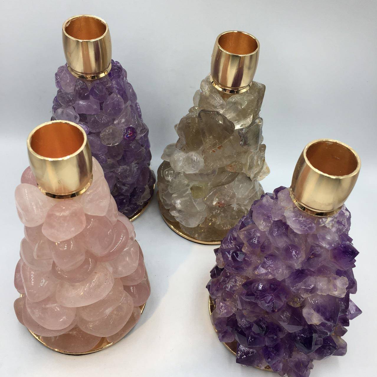 天然白水晶粉水晶紫水原矿手工烛欧XHT式台晶居装饰摆件外单家热