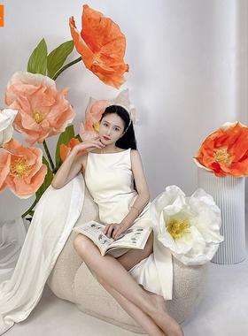 大号动合花虞美真人大型仿花超大美陈布置KLB婚庆婚礼自装开饰摆