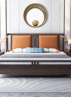 新中式床实木1JYFX-A09.8双人床现代式轻奢床卧室米软靠气中压高